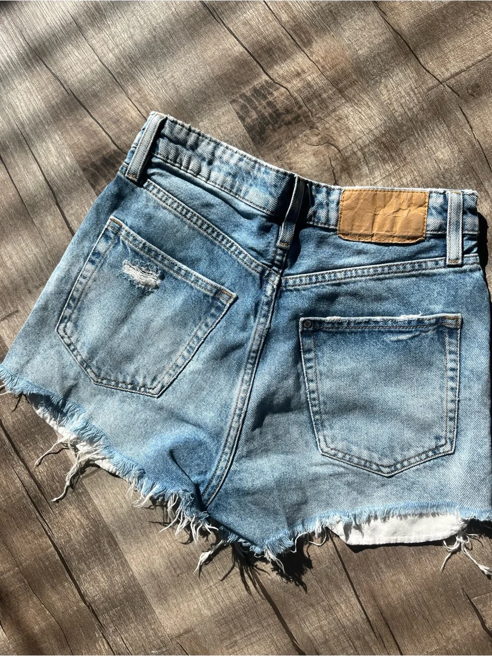 Distressed Light Blue Denim Women's Shorts